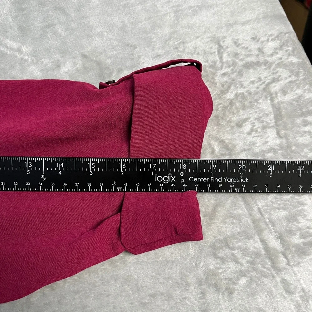 NWT Kim Rogers Womens 4X Sangria Red Pintuck Roll Tab 3/4 Sleeve Blouse Office